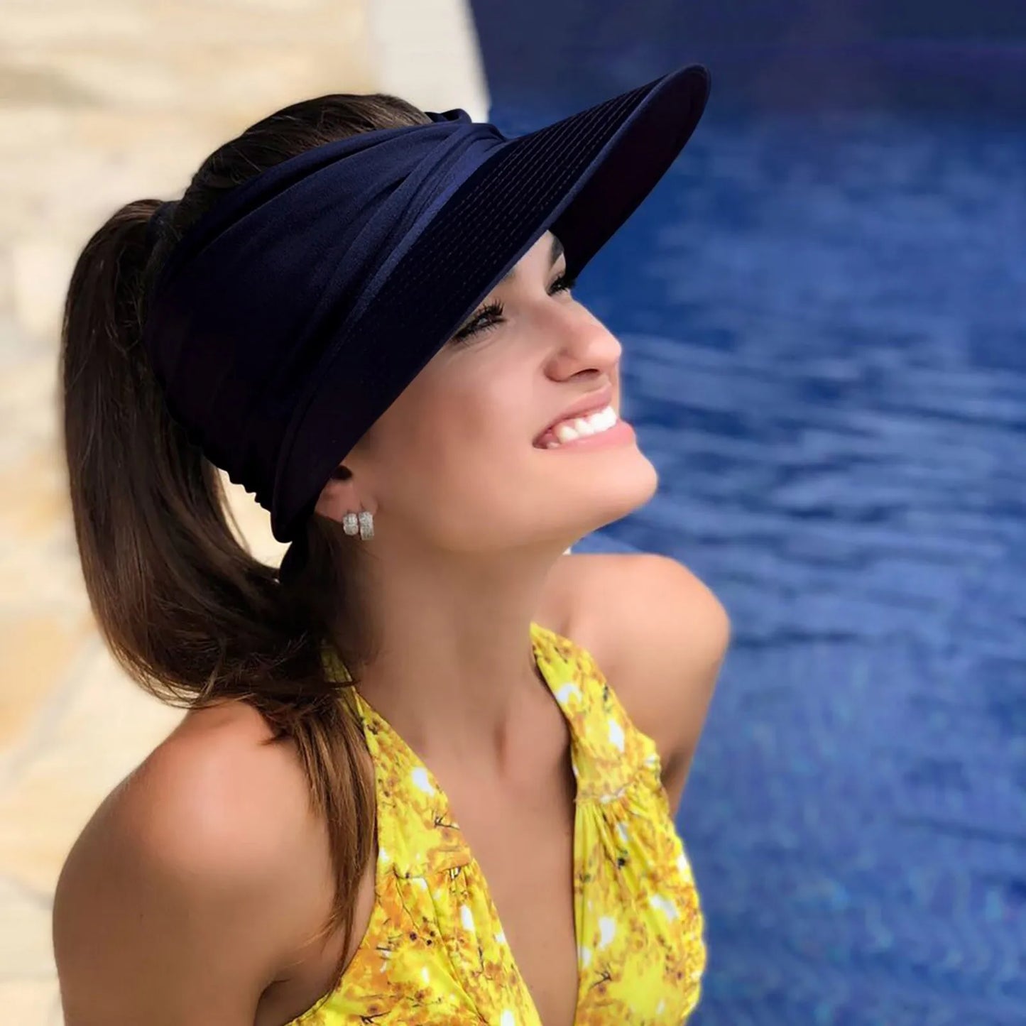 Beach Sun Visor Beach Women Soft Foldable Wide Brim Bucket Caps Pleated Women's Sun Hat Wide Brim Women's Outdoor Sports Hats