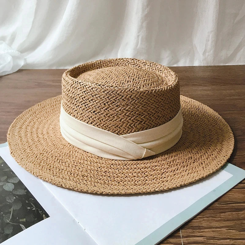 Straw Hat Large Wide Brim for Women Sum Travel Holiday Beach UV Sun Protection Panama Cap Fashion Femme Foldable Visors Hat