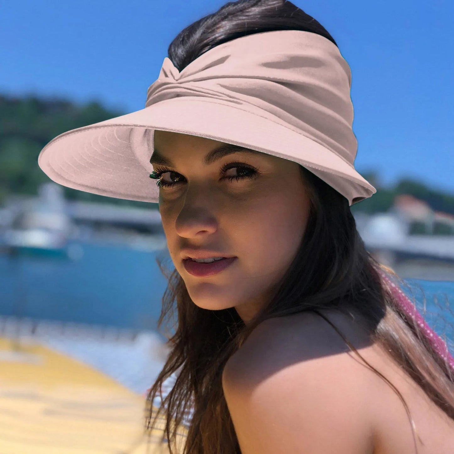 Beach Sun Visor Beach Women Soft Foldable Wide Brim Bucket Caps Pleated Women's Sun Hat Wide Brim Women's Outdoor Sports Hats