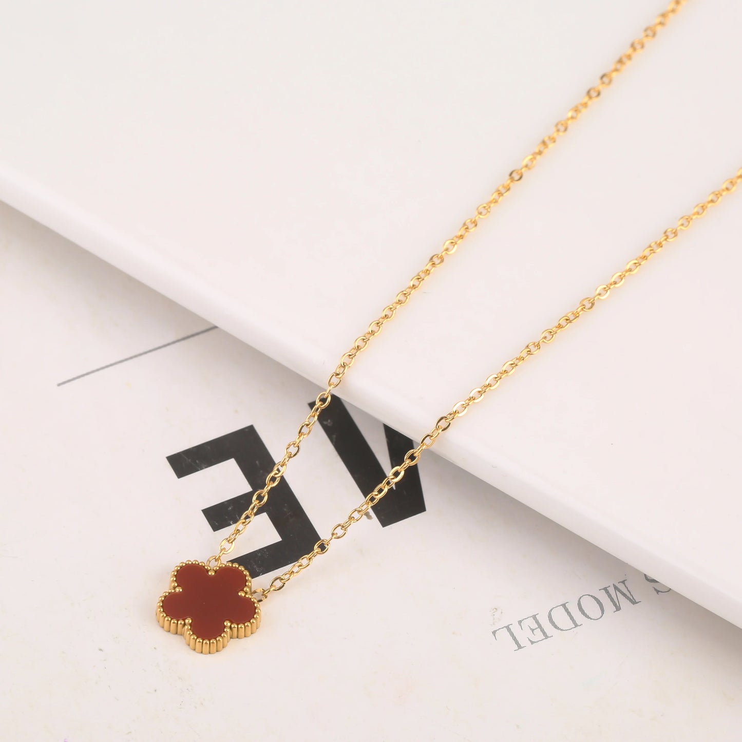 New Design Of Tassel Earrings Plum Blossom Plant Jewelry Set For Women Asymmetrical Stainless Steel Non Fading Clover