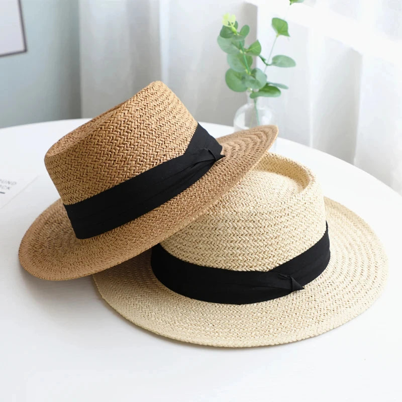 Straw Hat Large Wide Brim for Women Sum Travel Holiday Beach UV Sun Protection Panama Cap Fashion Femme Foldable Visors Hat