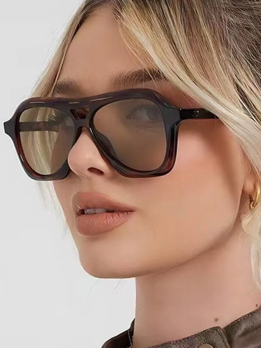 Retro Double Beam Sunglasses Women Brand Designer Glasses New Ins Fashion Personalized Gradient Eyewear Men Eyeglasses UV400