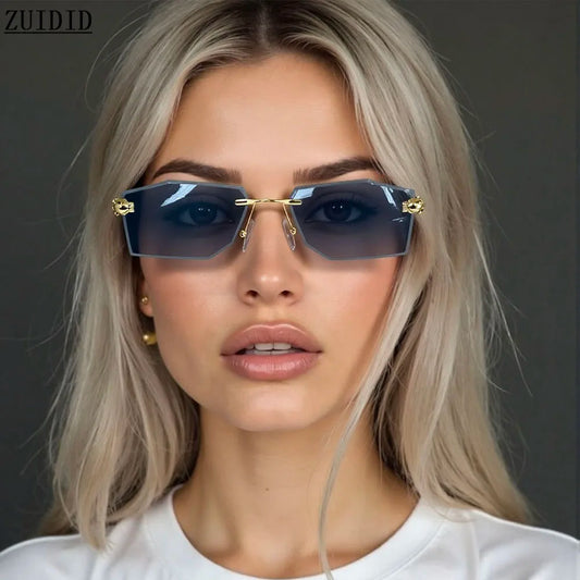 New In Rimless Sunglasses Women 2025 Trendy Fashion Glasses Sunscreen Shades Luxe Femme Lentes De Sol Mujer Lunette Soleil Femme