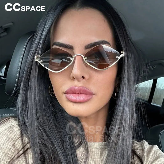 Brand Design Luxury Sunglasses Ladies Metal Small Size Rimless Suneyeglass Ladies Hipster sexy Cat Eye Shades Vintage #301218