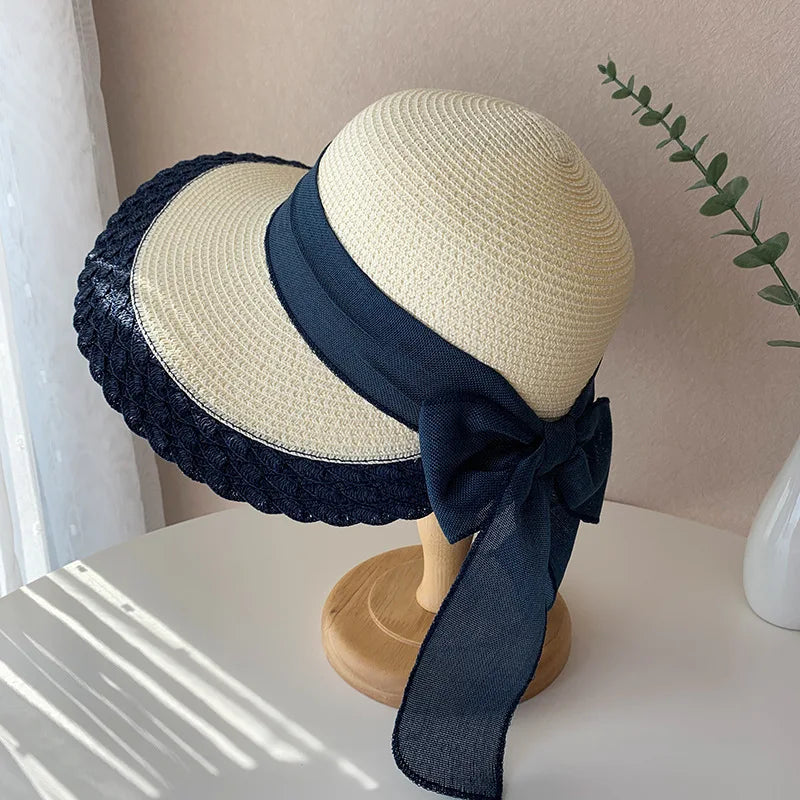 New Straw Hat Summer Women's Beach Big Brim Beach Outdoor Sun Protection and Sunshade Hat Holiday Foldable Straw Hat Sun Hat