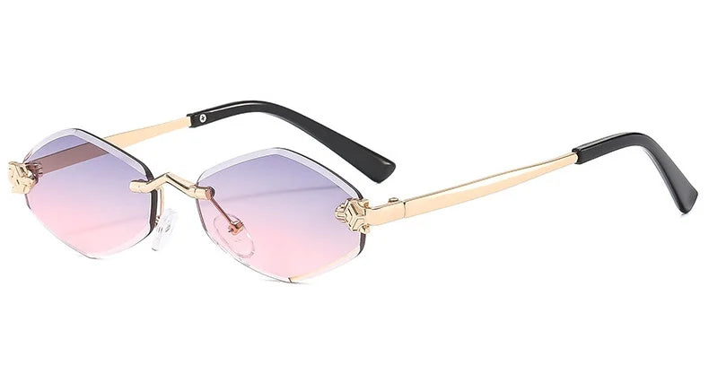 Frameless Rhombus Personalized Women's Sunglasses,Elegant And Versatile Classic Sunglasses Luxury And High-End Sunglasses UV400.
