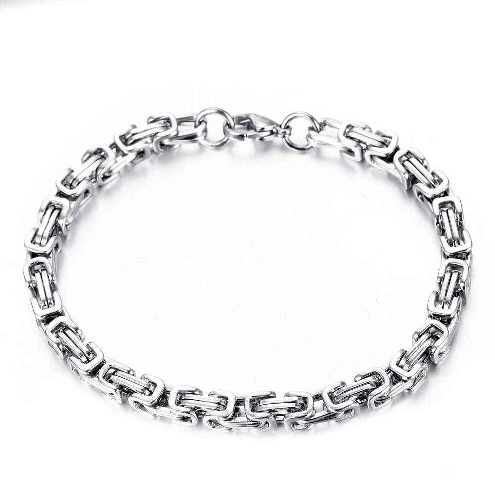 Newest 316L Stainless Steel Bracelet Men Women Wholelsale Wristband 4mm Gold Color Male Hand Chain Link Bracelet Hip Hop Jewelry