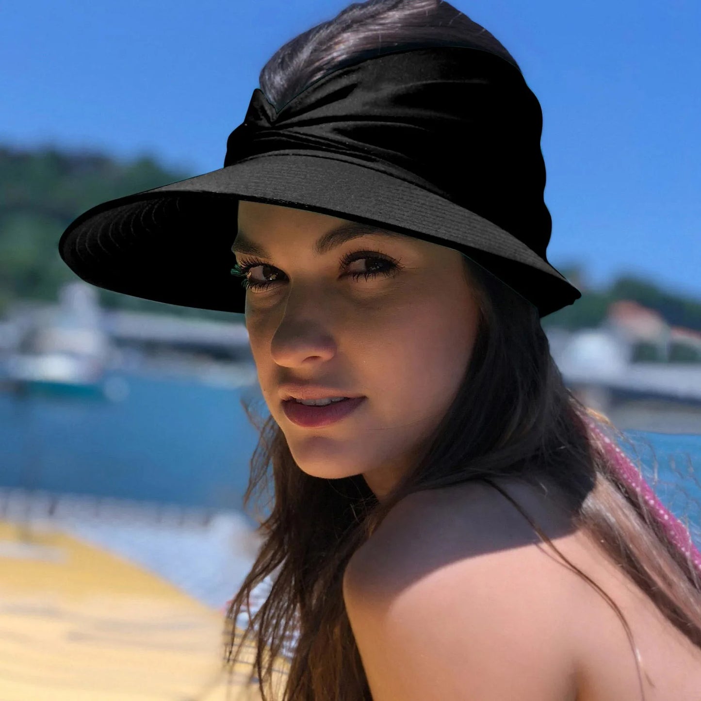 Beach Sun Visor Beach Women Soft Foldable Wide Brim Bucket Caps Pleated Women's Sun Hat Wide Brim Women's Outdoor Sports Hats