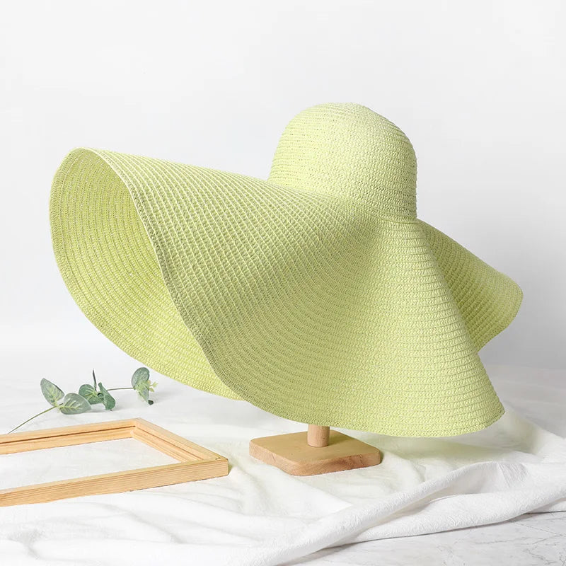 Summer 70cm Large Wide Brim Sun Hats For Women Oversized Beach Hat Foldable Travel Straw Hat Lady UV Protection Sun Shade Hat