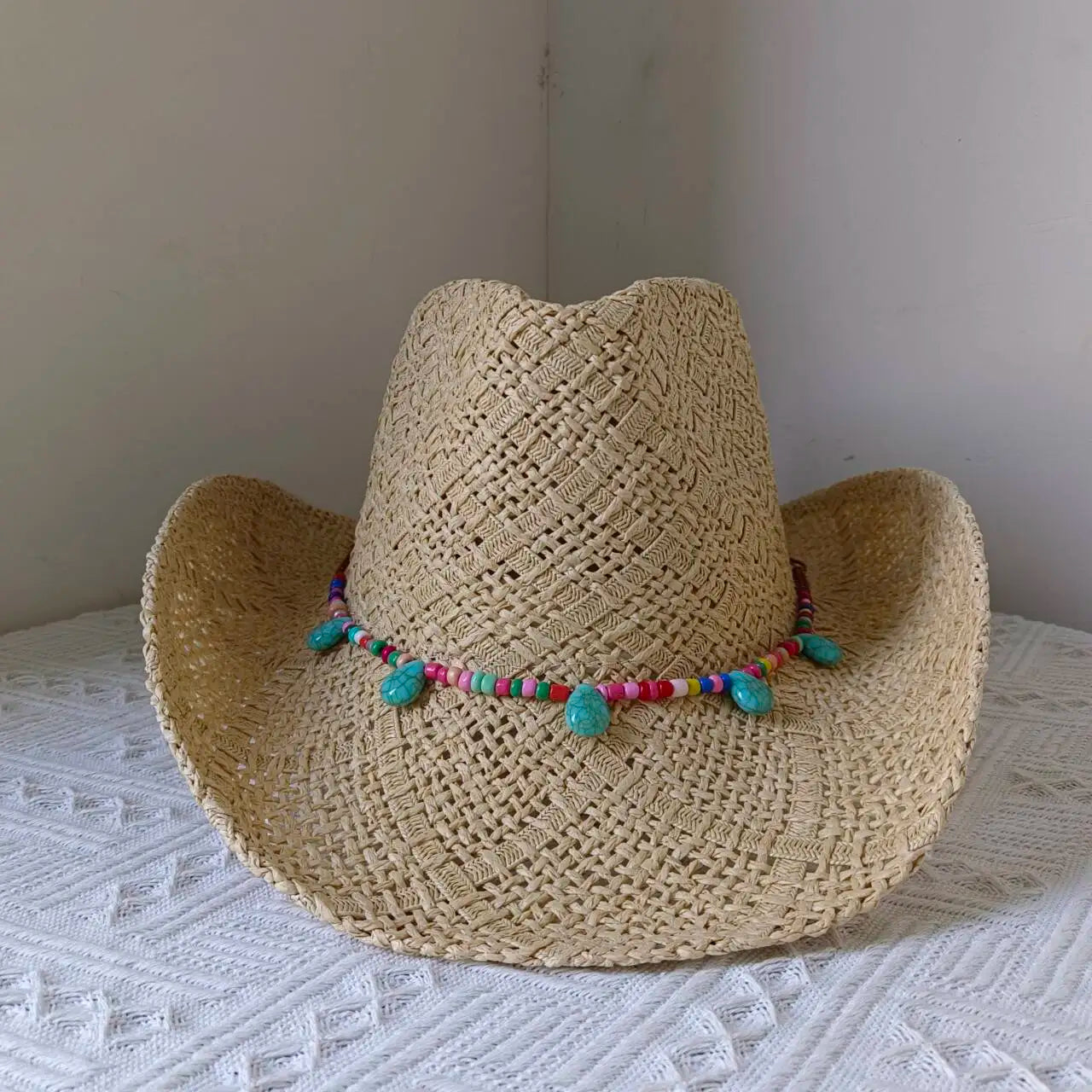 Lake Blue Cowboy Straw Hat 2023 Western Cowboy Sun Hat Spring Knight Hat Unisex Jazz Hat Summer Wide brimmed Hat sombrero hombre