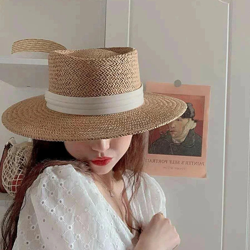 Straw Hat Large Wide Brim for Women Sum Travel Holiday Beach UV Sun Protection Panama Cap Fashion Femme Foldable Visors Hat