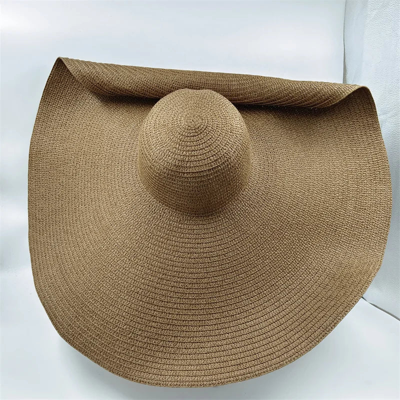 White punk straw hat 25cm large brim hat wholesale sun hat ultra-thin breathable summer sun hat straw hat travel men and women