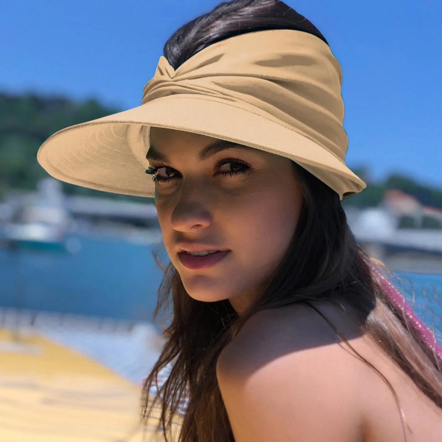 Beach Sun Visor Beach Women Soft Foldable Wide Brim Bucket Caps Pleated Women's Sun Hat Wide Brim Women's Outdoor Sports Hats