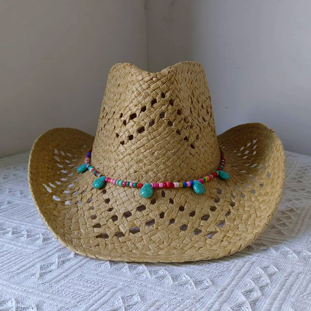 Lake Blue Cowboy Straw Hat 2023 Western Cowboy Sun Hat Spring Knight Hat Unisex Jazz Hat Summer Wide brimmed Hat sombrero hombre