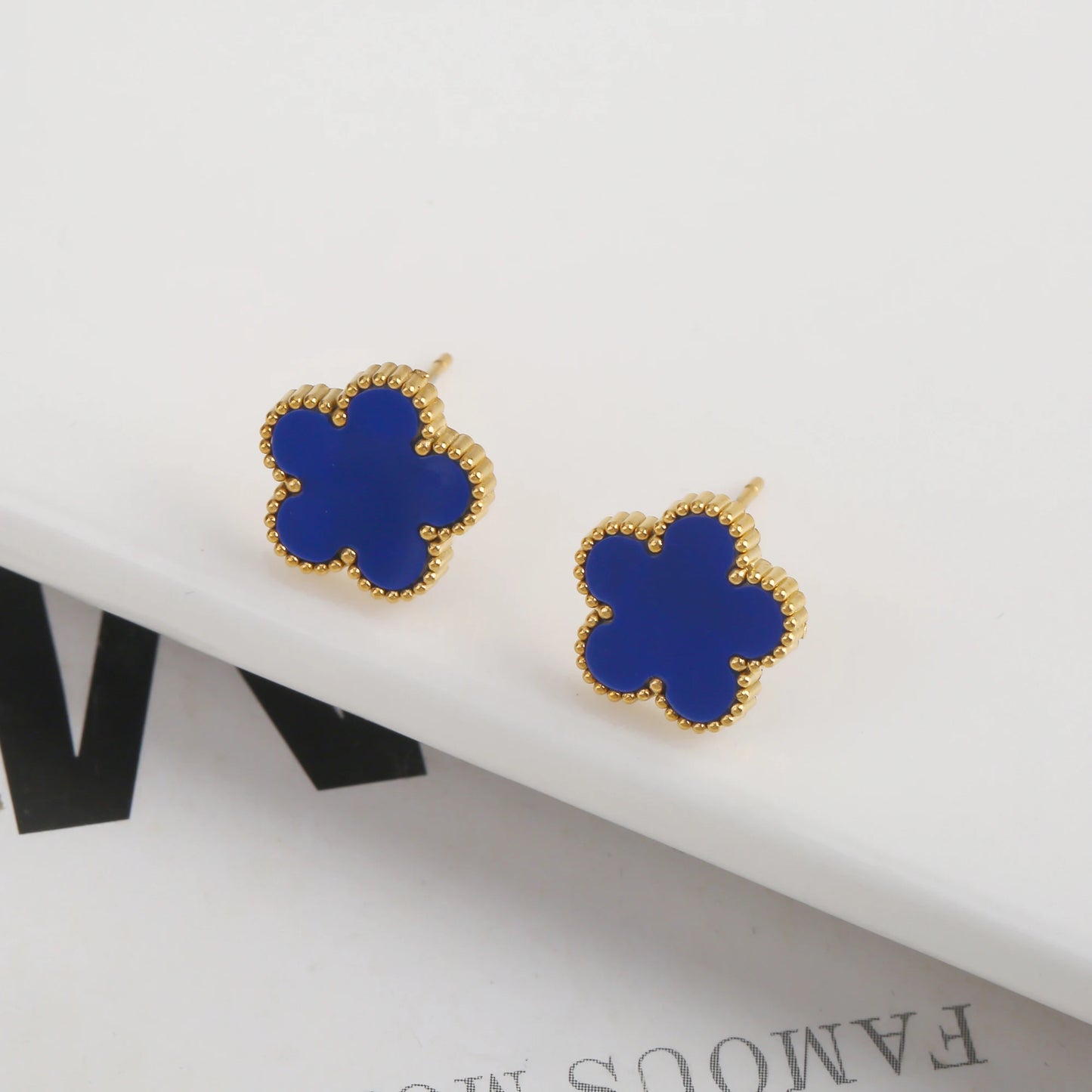 New Design Of Tassel Earrings Plum Blossom Plant Jewelry Set For Women Asymmetrical Stainless Steel Non Fading Clover