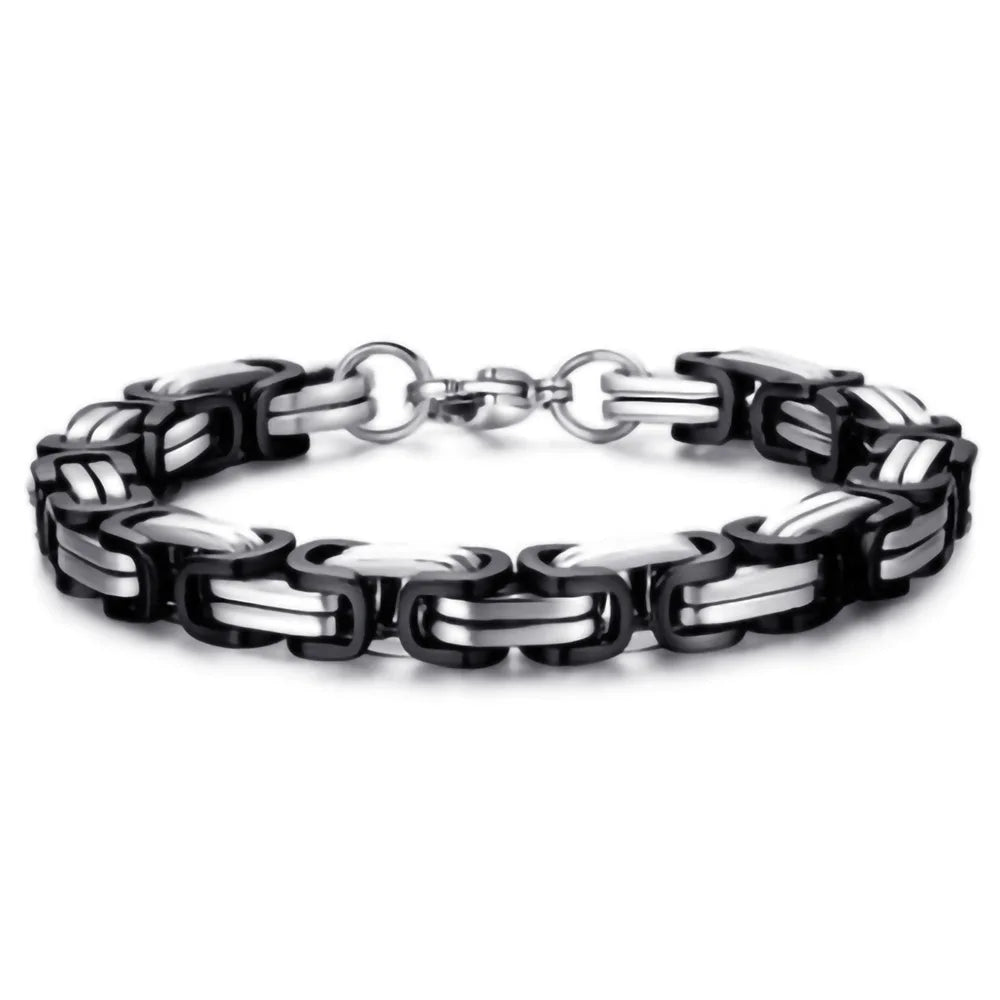 HNSP 8MM Stainless Steel Bracelet Homme Hand Chain For Men Bracelet Motorcycle Bikes Rock Male Jewelry