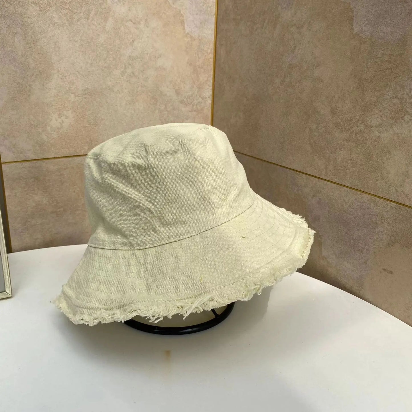 MAXSITIU Cotton Fringed Fisherman Cap Soft Aluminum Wire Shape Water Wash Bucket Hat Women's Four Seasons Solid Outing Basin Hat