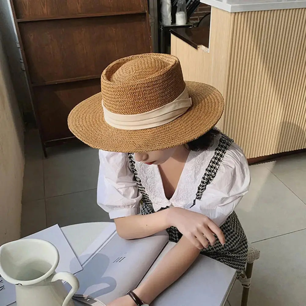 Straw Hat Large Wide Brim for Women Sum Travel Holiday Beach UV Sun Protection Panama Cap Fashion Femme Foldable Visors Hat