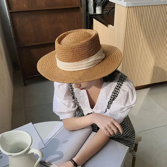 Straw Hat Large Wide Brim for Women Sum Travel Holiday Beach UV Sun Protection Panama Cap Fashion Femme Foldable Visors Hat
