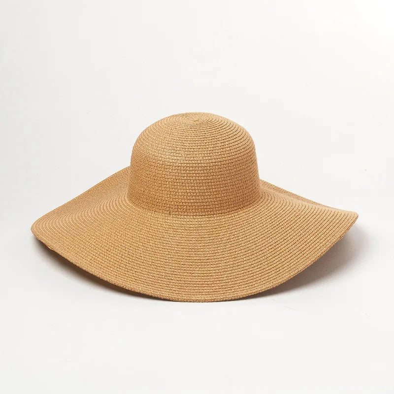 Summer Simple Floppy Sun Hat Women Wide Brim Beach Hat Girls Seaside Travel Foldable Straw Hat Sunscreen UV Protection Lady Cap