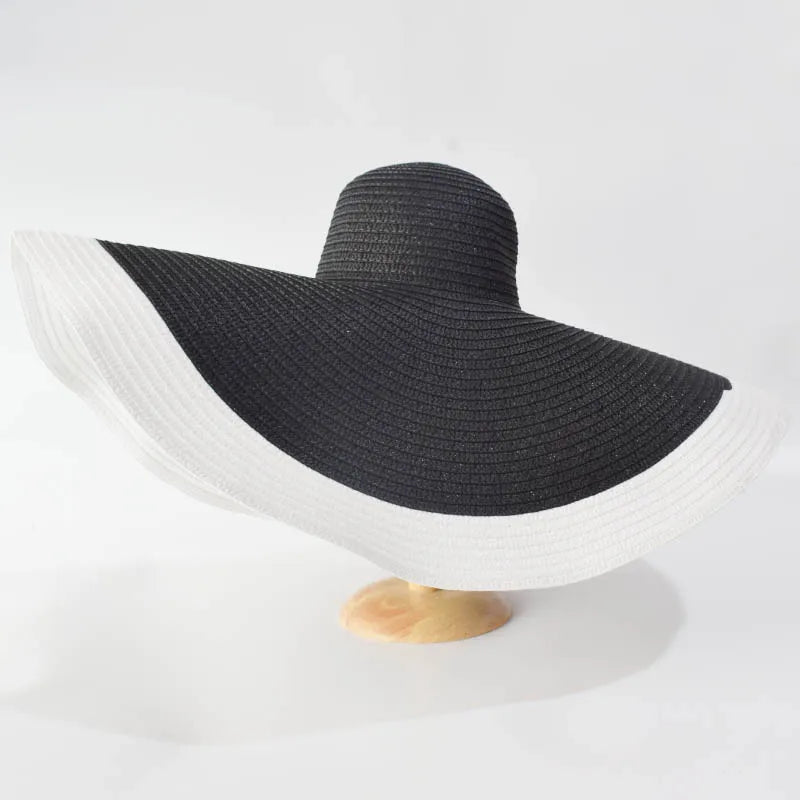 Summer 70cm Large Wide Brim Sun Hats For Women Oversized Beach Hat Foldable Travel Straw Hat Lady UV Protection Sun Shade Hat