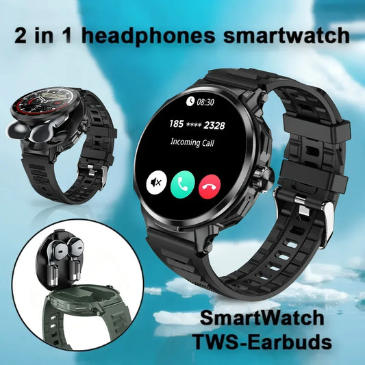 Men's Smart Watch 2 in 1 with TWS Earbuds Multiple Sports Modes Weather Reminder Music 1.46 Inch HD Display USB Charging