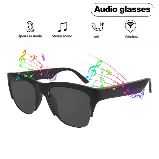 Smart Glasses Wireless Bluetooth Sunglasses Built-in Microphone Speakers Touch &amp; Voice Assistant Compatible Glass for Men Women