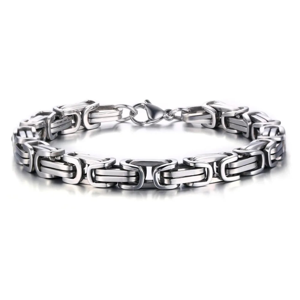 HNSP 8MM Stainless Steel Bracelet Homme Hand Chain For Men Bracelet Motorcycle Bikes Rock Male Jewelry