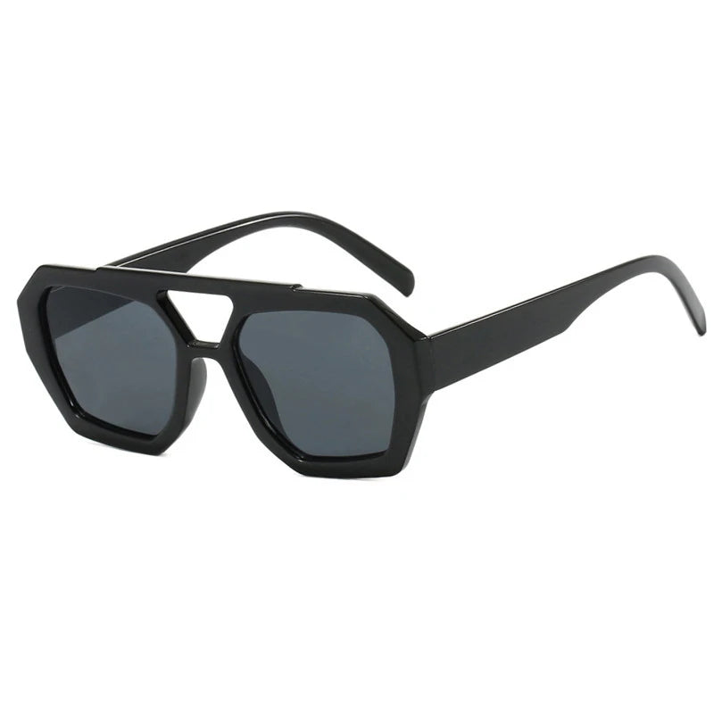 Retro Double Bridges Women's Sunglasses Big Frame Leopard Brown Gradient Eyewear Fashion Brand Designer Sun Glasses Men Shades