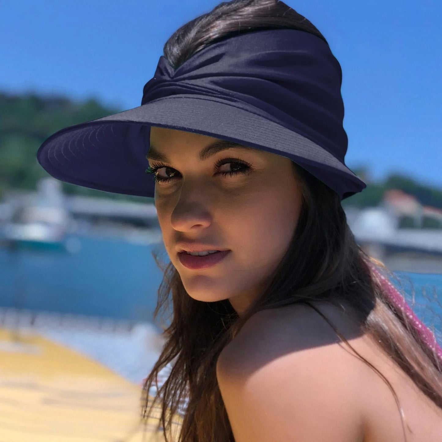 Beach Sun Visor Beach Women Soft Foldable Wide Brim Bucket Caps Pleated Women's Sun Hat Wide Brim Women's Outdoor Sports Hats