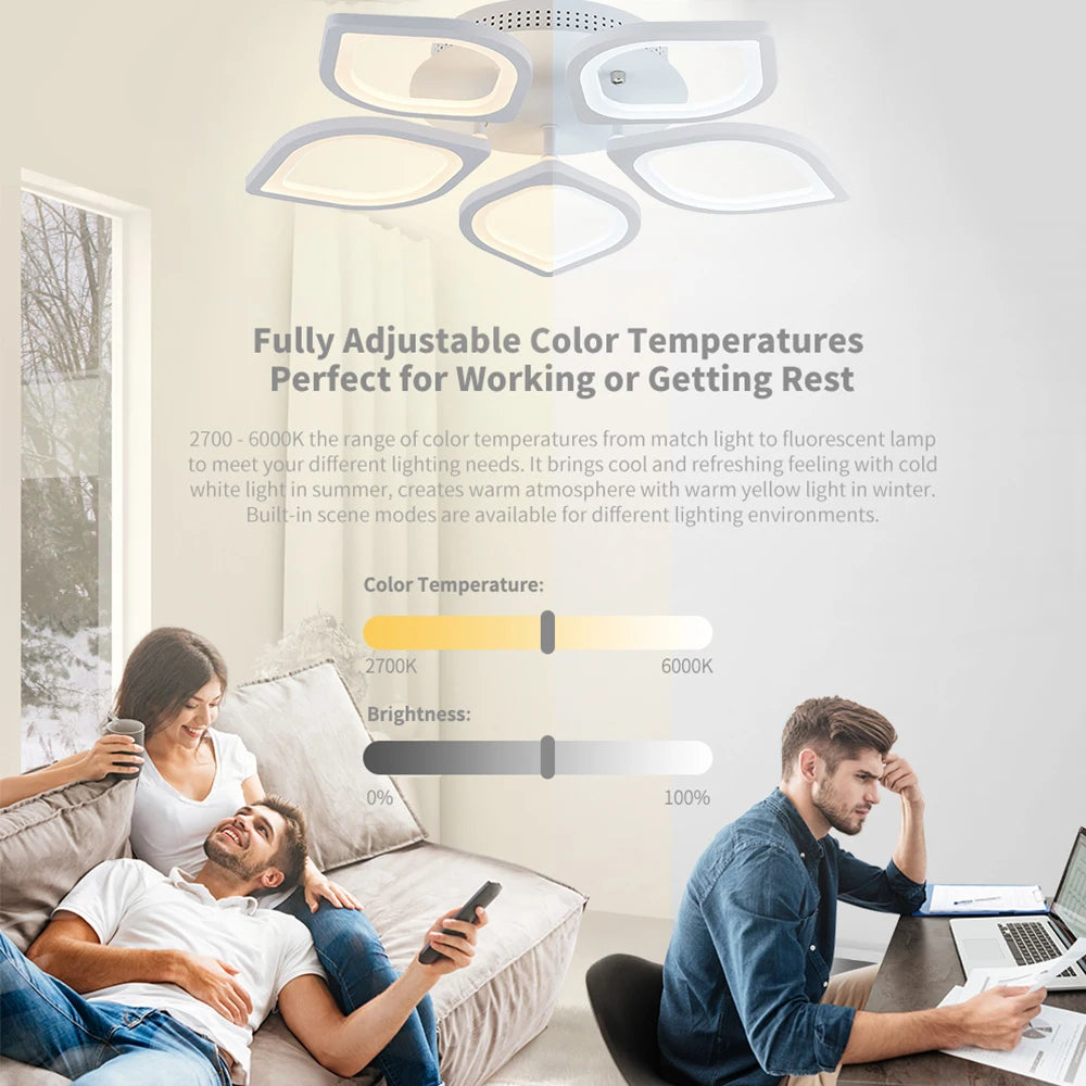 Household LED Chandelier Interior Three Colors Lamp Modern Style Ceiling Lamp Bedroom Light Dining Room Lamp Ceiling chandeliers