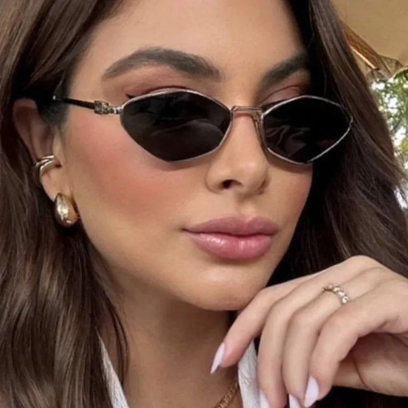 Polygonal Punk Women Sunglasses Men 2024 Fashion Vintage Brand Hexagonal Sun glasses Ladies Shades Unique Metal Frame Eyewear