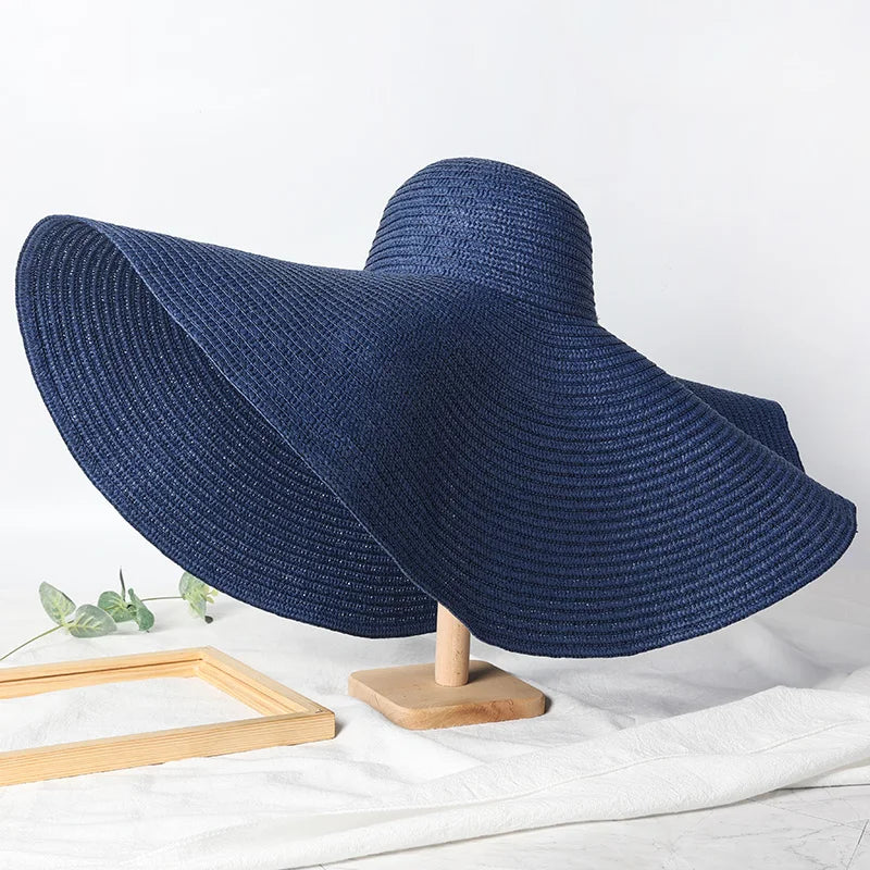 Summer 70cm Large Wide Brim Sun Hats For Women Oversized Beach Hat Foldable Travel Straw Hat Lady UV Protection Sun Shade Hat