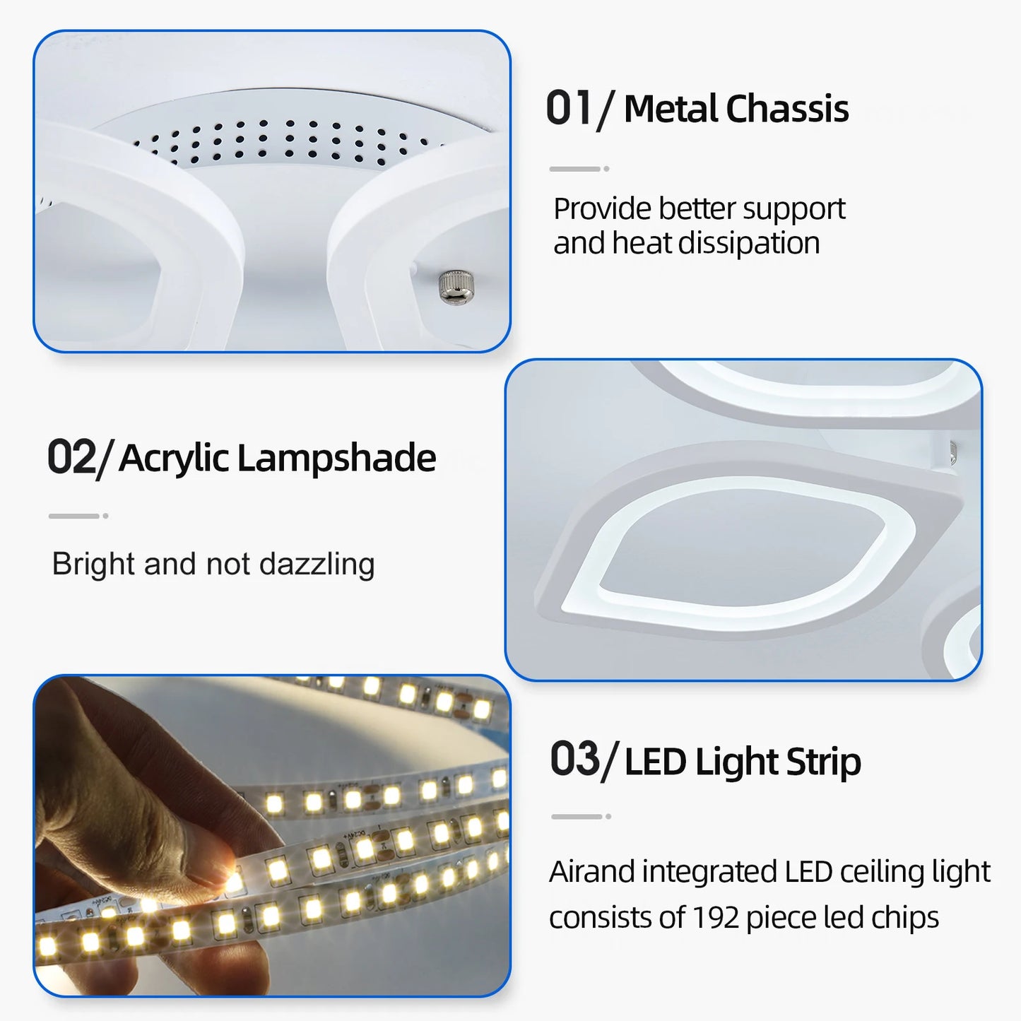 Household LED Chandelier Interior Three Colors Lamp Modern Style Ceiling Lamp Bedroom Light Dining Room Lamp Ceiling chandeliers