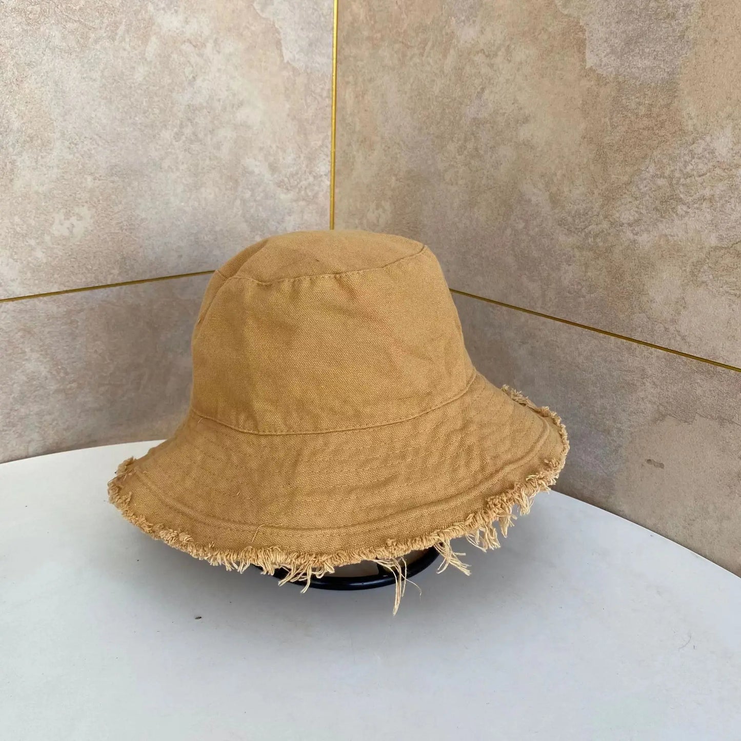 MAXSITIU Cotton Fringed Fisherman Cap Soft Aluminum Wire Shape Water Wash Bucket Hat Women's Four Seasons Solid Outing Basin Hat