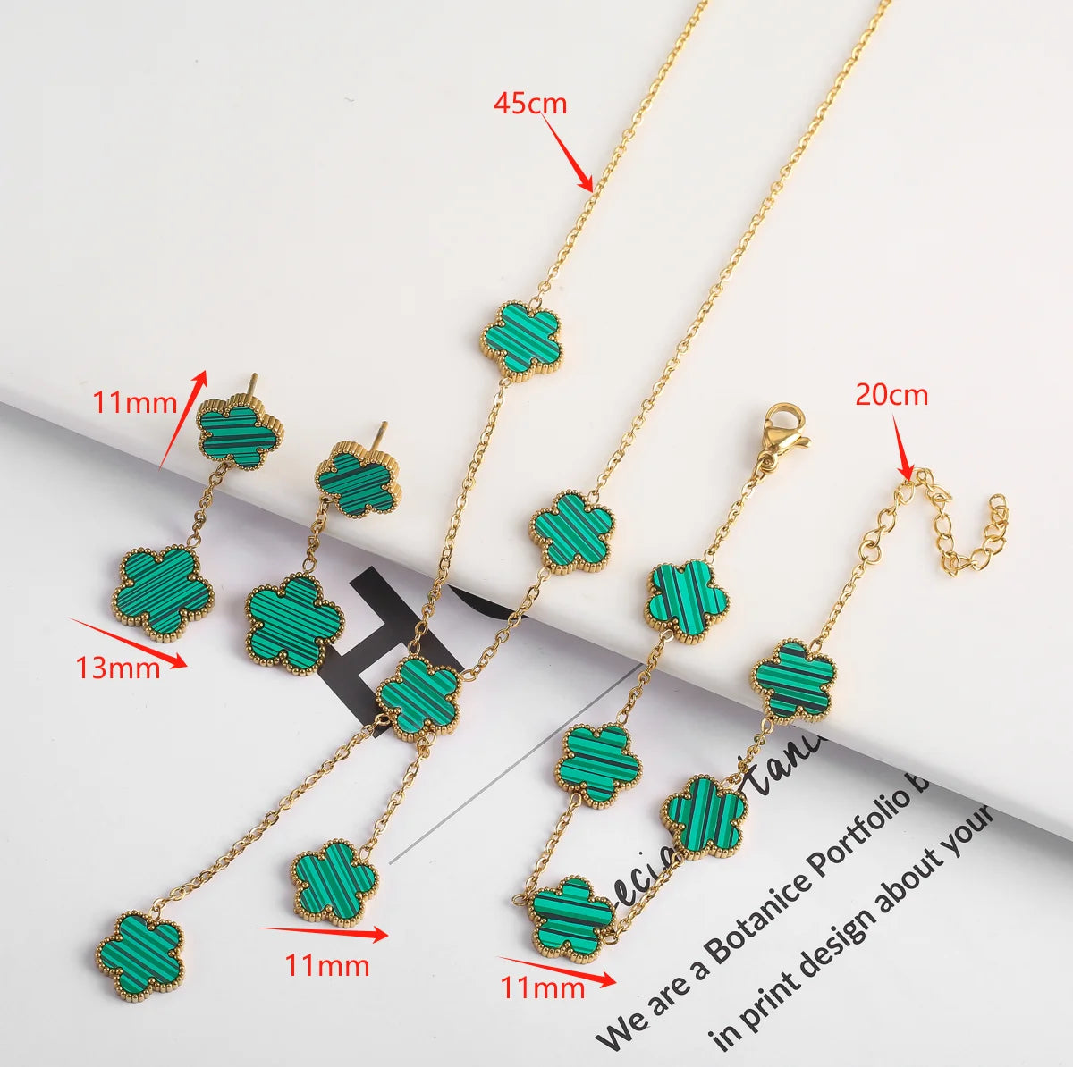 New Design Of Tassel Earrings Plum Blossom Plant Jewelry Set For Women Asymmetrical Stainless Steel Non Fading Clover