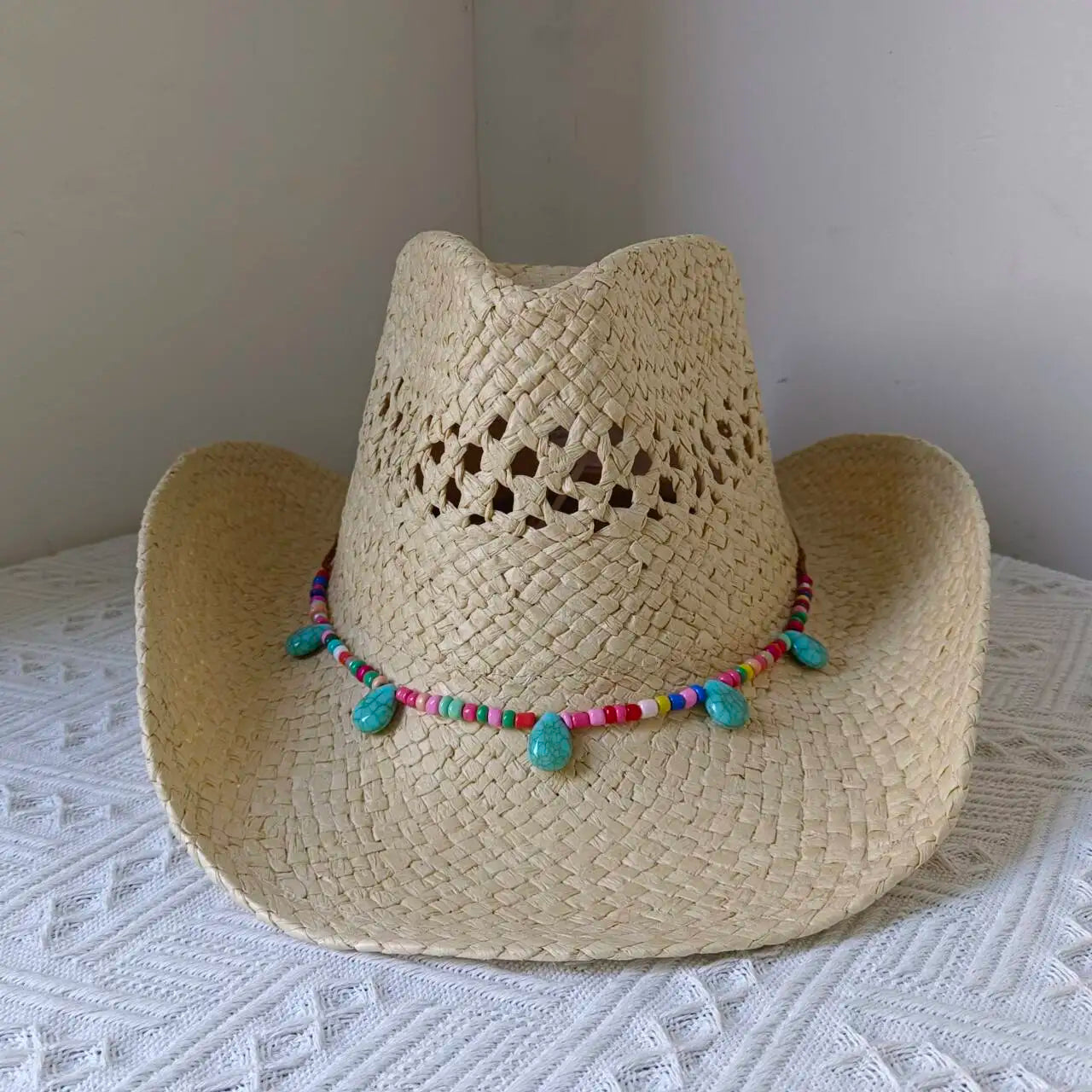 Lake Blue Cowboy Straw Hat 2023 Western Cowboy Sun Hat Spring Knight Hat Unisex Jazz Hat Summer Wide brimmed Hat sombrero hombre