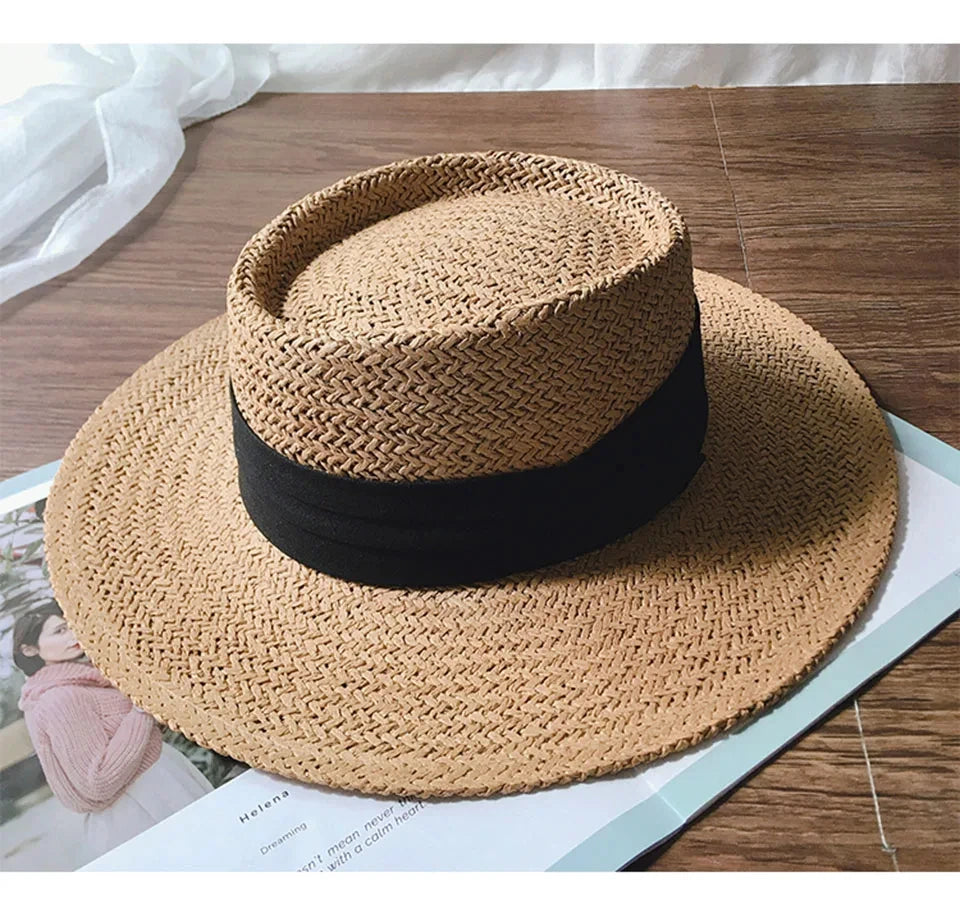 Straw Hat Large Wide Brim for Women Sum Travel Holiday Beach UV Sun Protection Panama Cap Fashion Femme Foldable Visors Hat