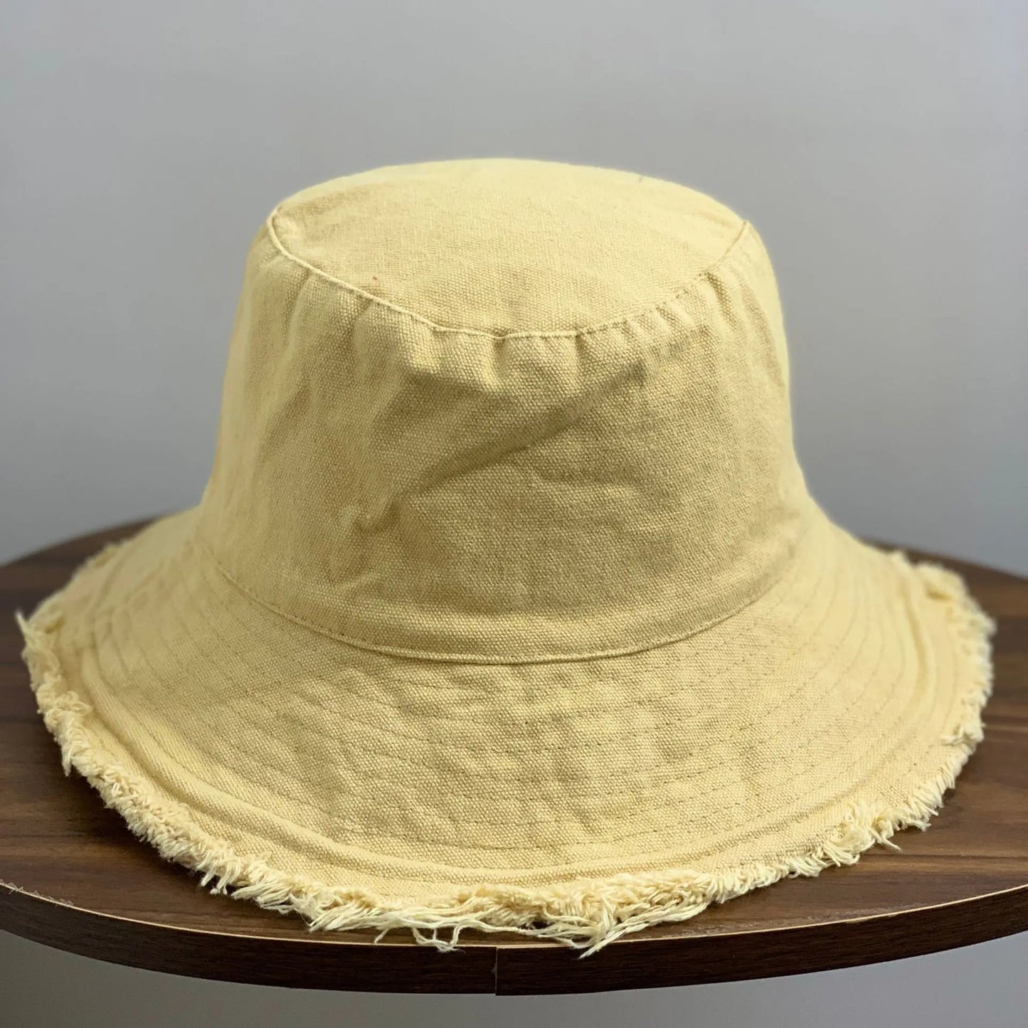 Cotton Fringed Bucket Hat  Soft Fisherman Cap  Aluminum Wire Shape Water Wash  Women's Four Seasons Solid Outing Basin Hat