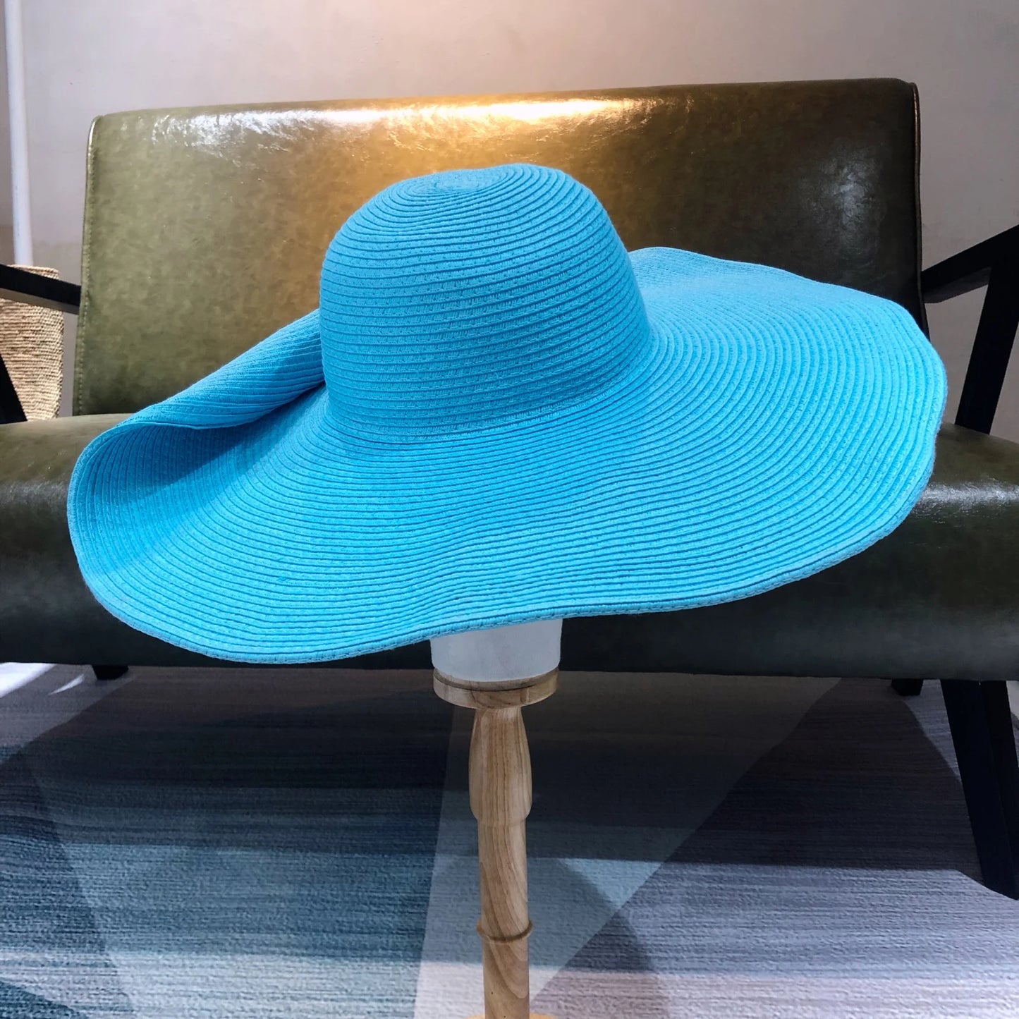 White punk straw hat 25cm large brim hat wholesale sun hat ultra-thin breathable summer sun hat straw hat travel men and women