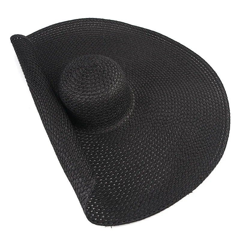 Summer 70cm Large Wide Brim Sun Hats For Women Oversized Beach Hat Foldable Travel Straw Hat Lady UV Protection Sun Shade Hat