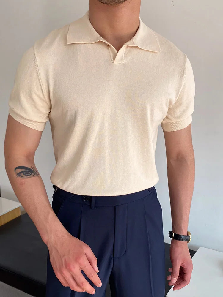 Summer Men Fashion Polo Shirts Short Sleeve Turn-down Collar Patchwork Casual Polos Mens Clothing Male Tops Pullover Streetwear