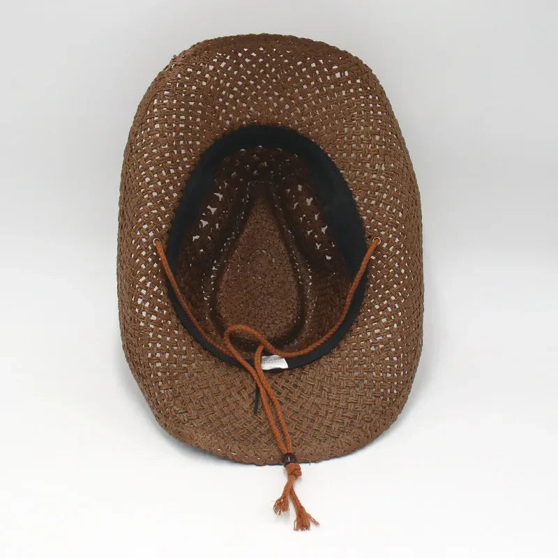 Vintage Western Cowboy Sun Hat Men Women Straw Hat Outdoor Travel  Ethnic Style Gift UV Protection Cap Chapeau Beach Hat