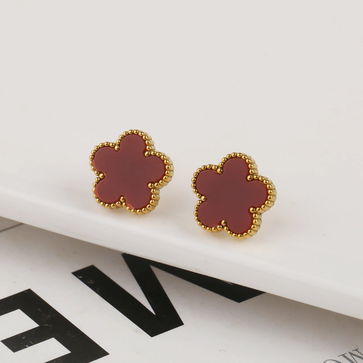 New Design Of Tassel Earrings Plum Blossom Plant Jewelry Set For Women Asymmetrical Stainless Steel Non Fading Clover