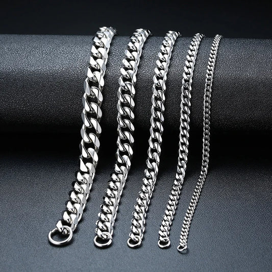Vnox Wolesale 3-11mm Chunky Miami Curb Chain Bracelet for Men, Stainless Steel Cuban Link Chain Wristband Classic Punk Heavy