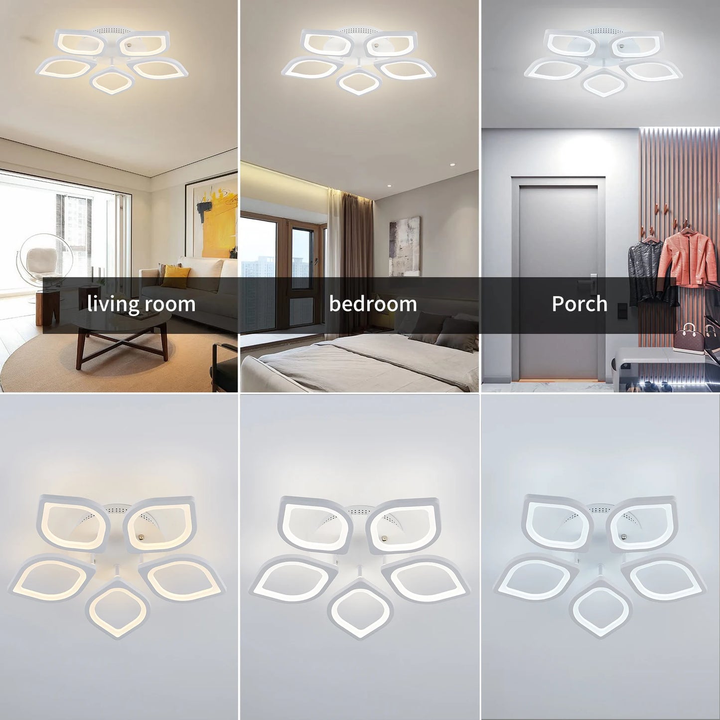 Household LED Chandelier Interior Three Colors Lamp Modern Style Ceiling Lamp Bedroom Light Dining Room Lamp Ceiling chandeliers