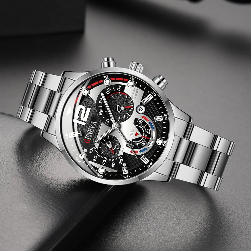 New Hot Watches Fashion Men Stainless Steel Watch Luxury Calendar Quartz Wristwatch Business Watches Man Clock Relogio Masculino