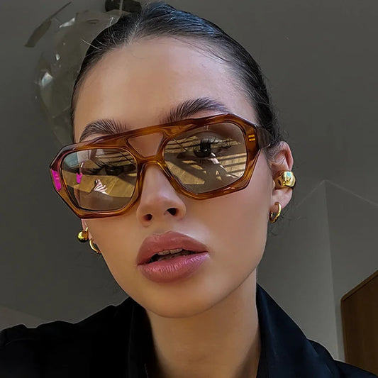 Small Frame Irregular Sunglasses Woman Brand Designer Fashion Luxury Sun Glasses Female Vintage Hollow Leopard Oculos De Sol
