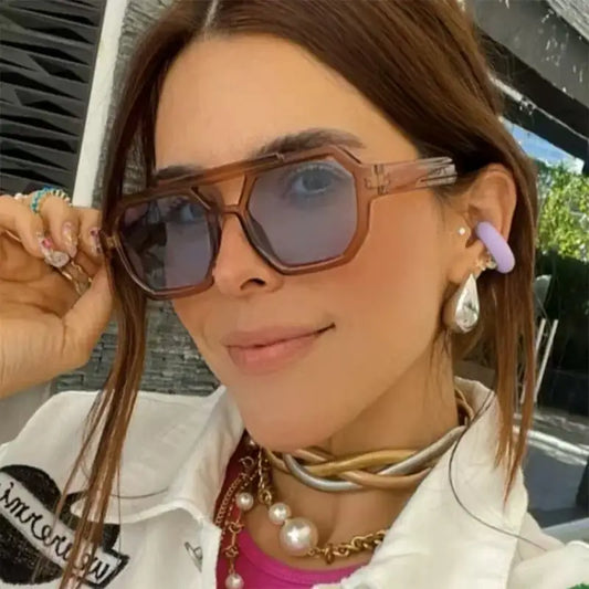 Personalized Double Beam Polygonal Sunglasses Pilot Sunglasses Sunglasses Trend 77132