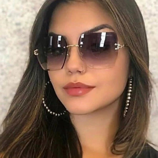 2024 Trendy Polygonal Gradient Men Sunglasses New Frameless Cut Edge Sunglasses for Women Sunscreen and Shading Sunglasses